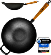 Oakfire Wok Gusseisen Groß Induktion, Grill Wok Gusseisern mit Non-Stick Patina